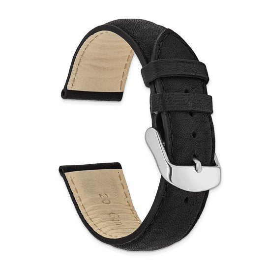 22MM Black Leather Watch Band
