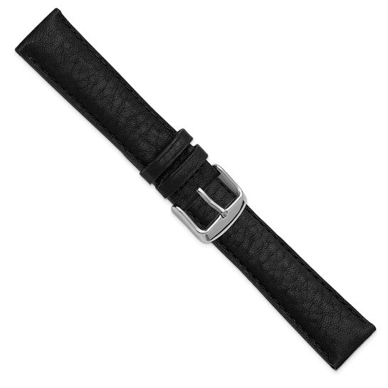 22MM Black Leather Watch Band