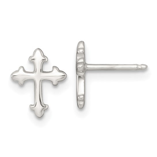 Sterling Silver Budded Cross Studs