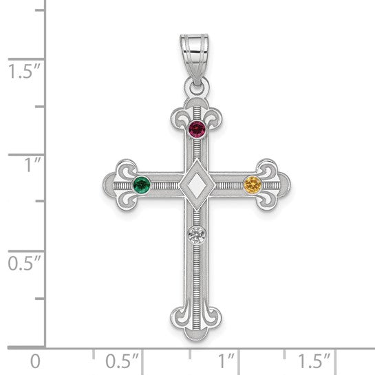 Custom Birthstone Cross Pendant