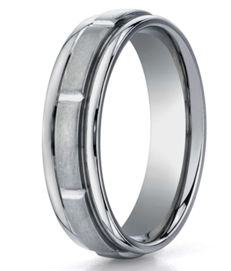 Benchmark Titanium Grooves Men’s Wedding Band