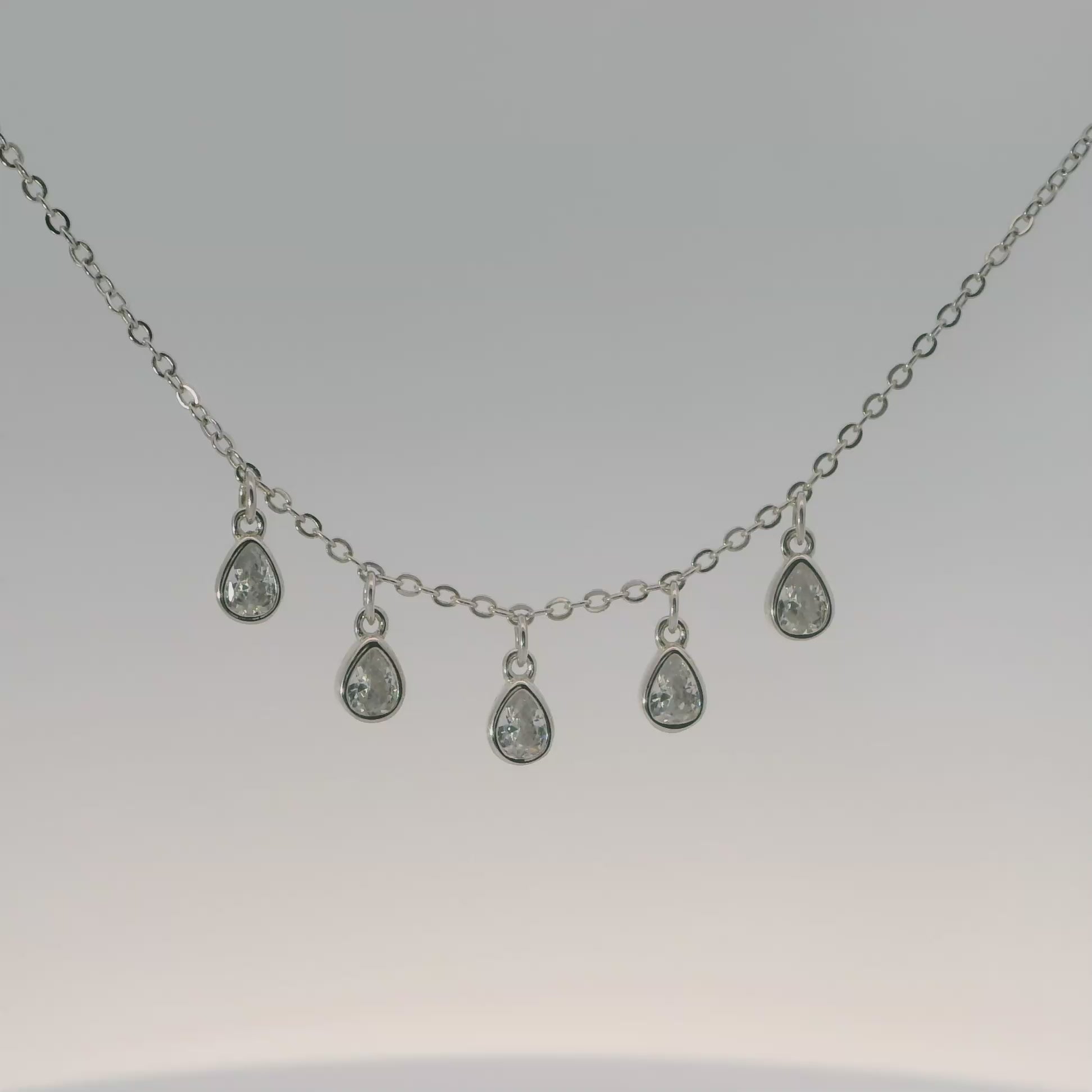 Sterling Silver Multi Pear Necklace