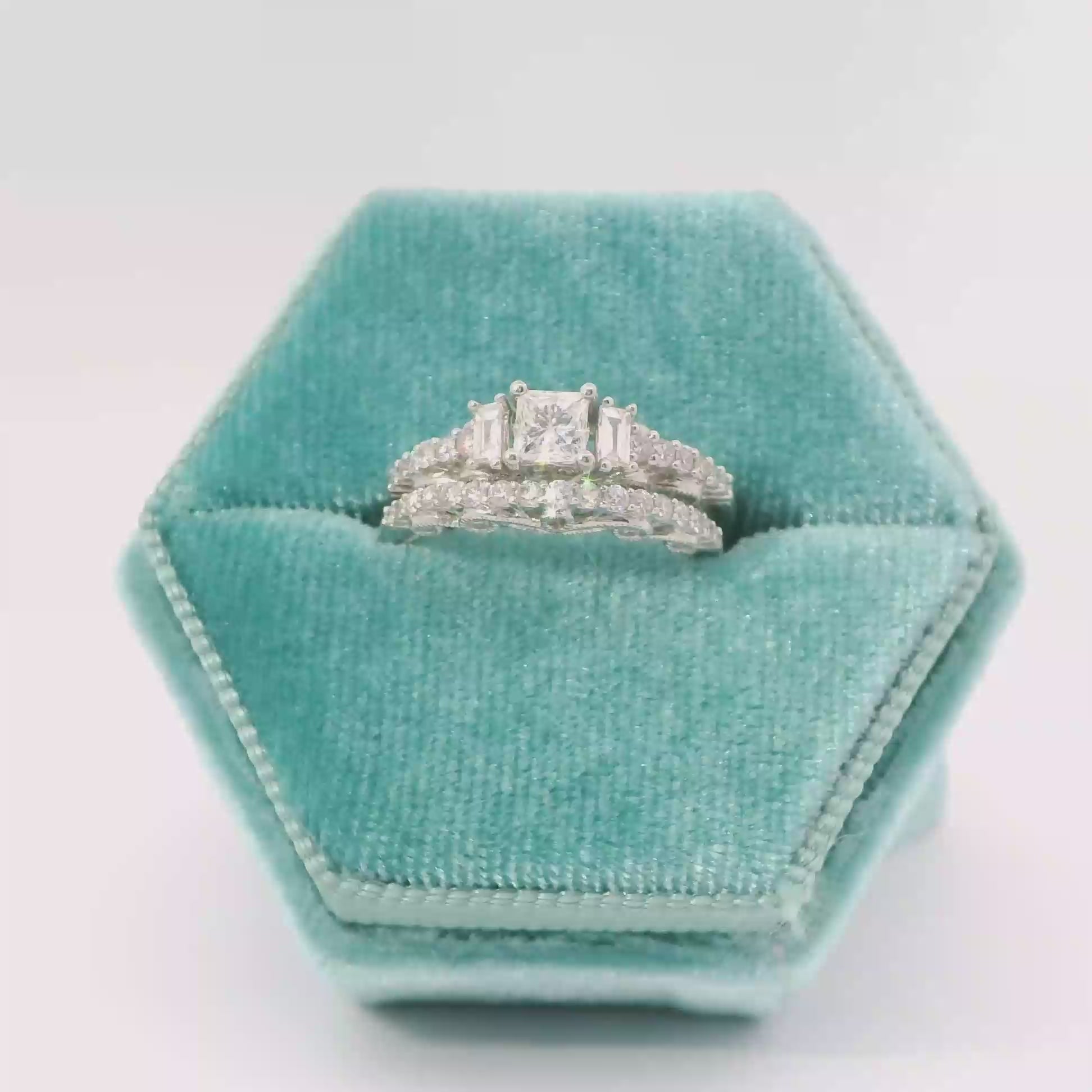 14K Princess Cut Filigree Engagement Set