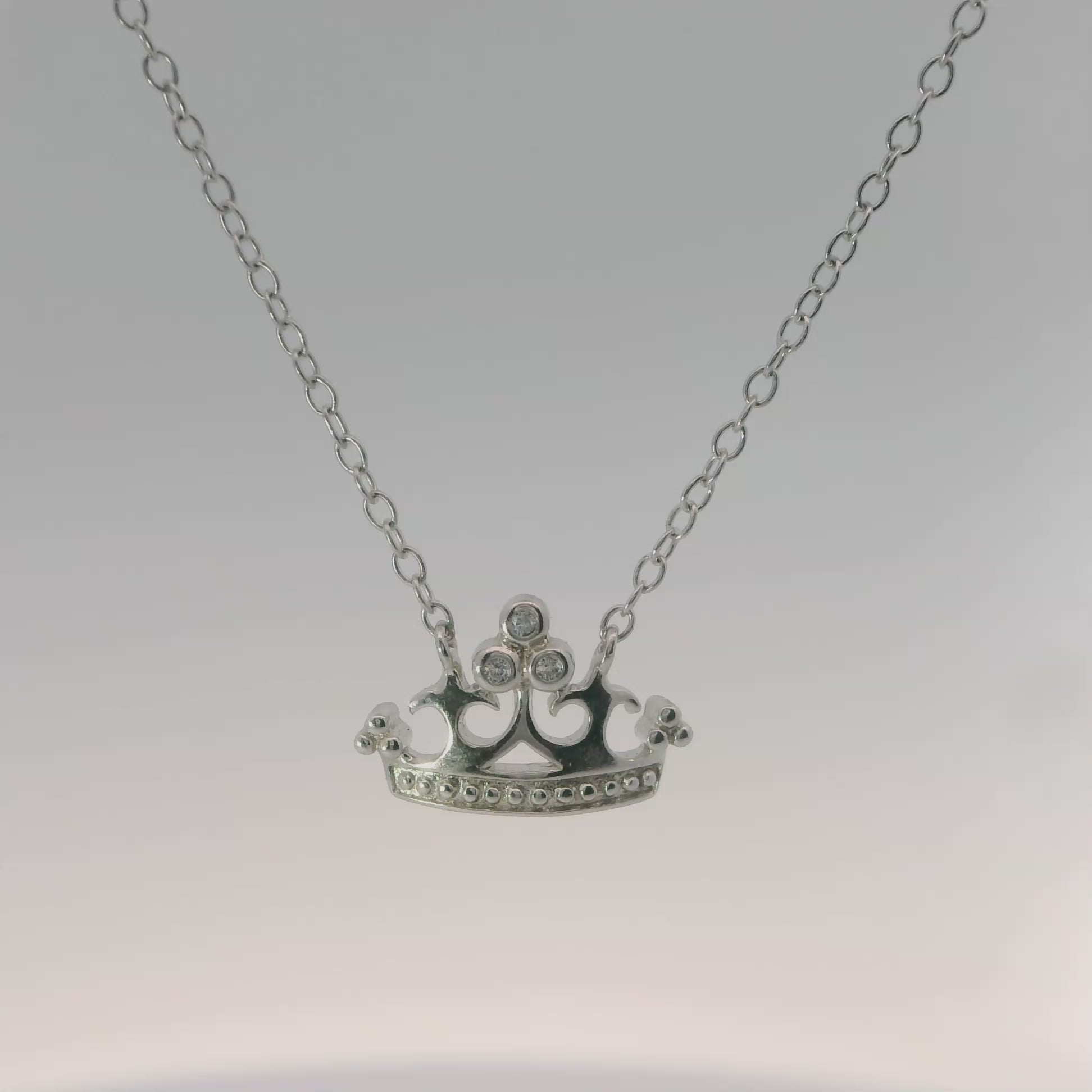 Sterling Silver Crown Necklace