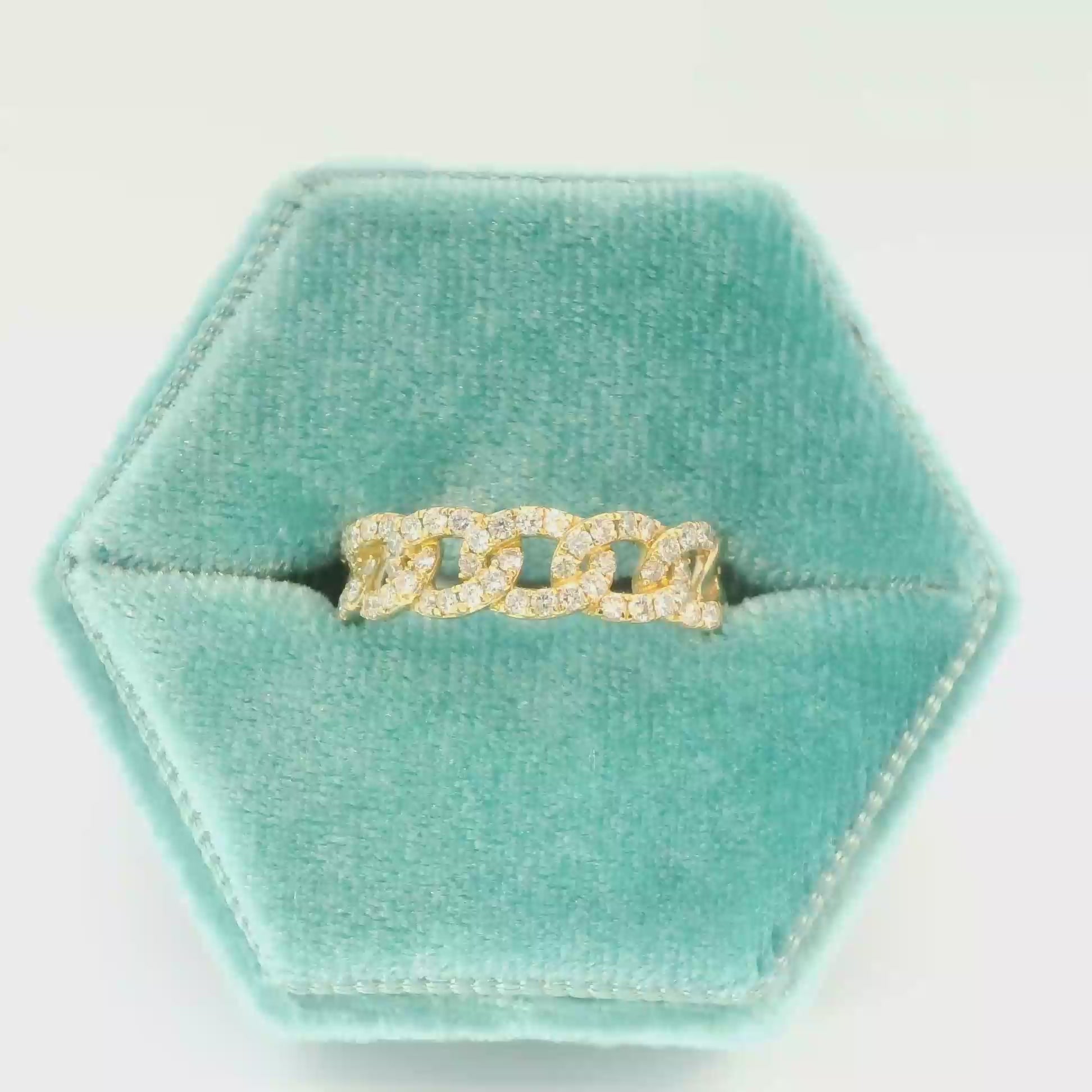 14K Chain Link Diamond Ring