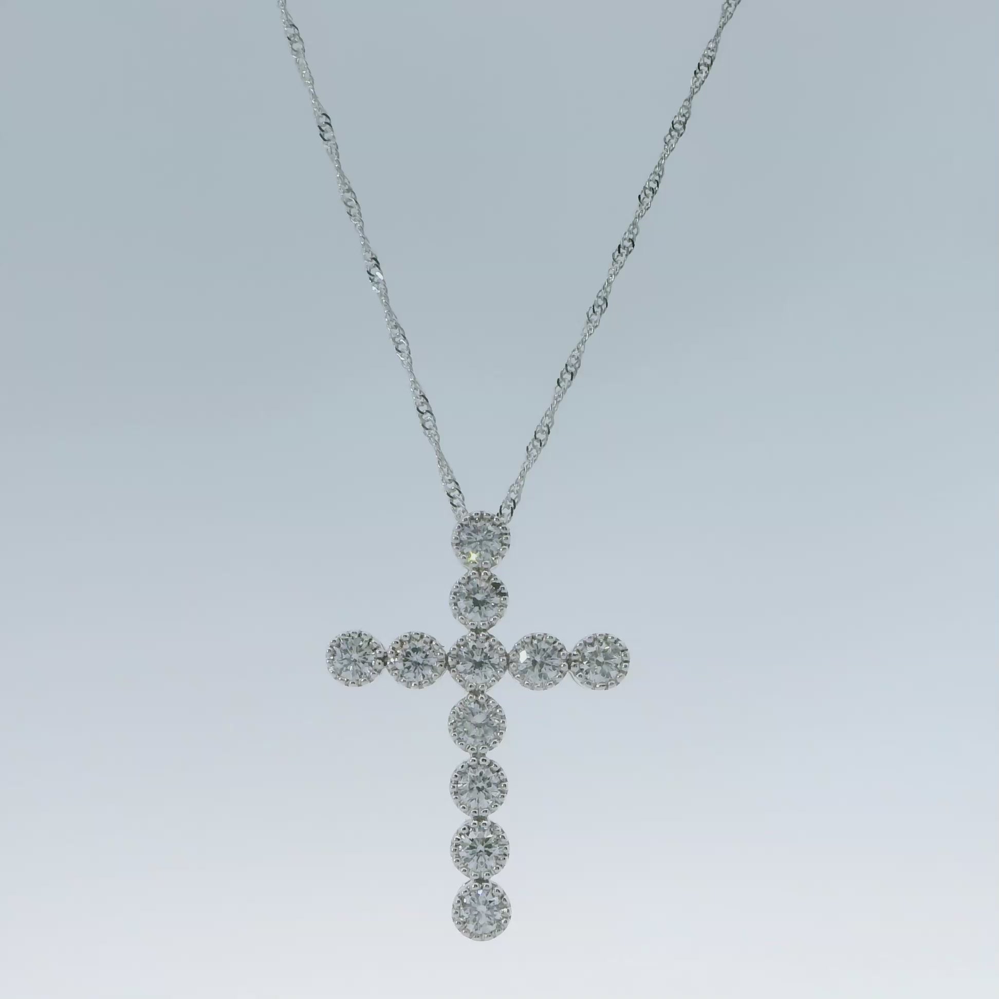 14K Round Dia Cross Necklace