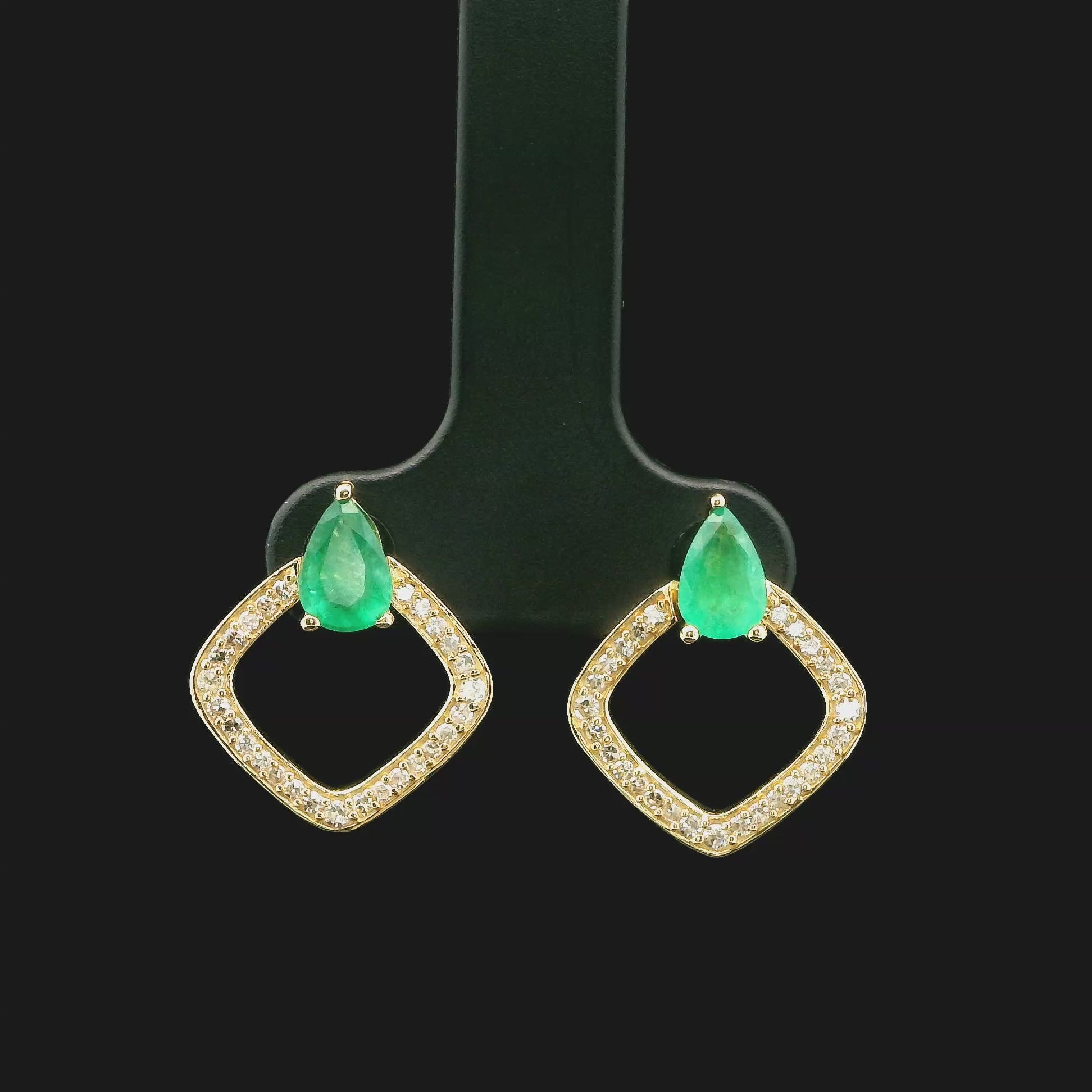 10K Pear Shape Emerald Earrings