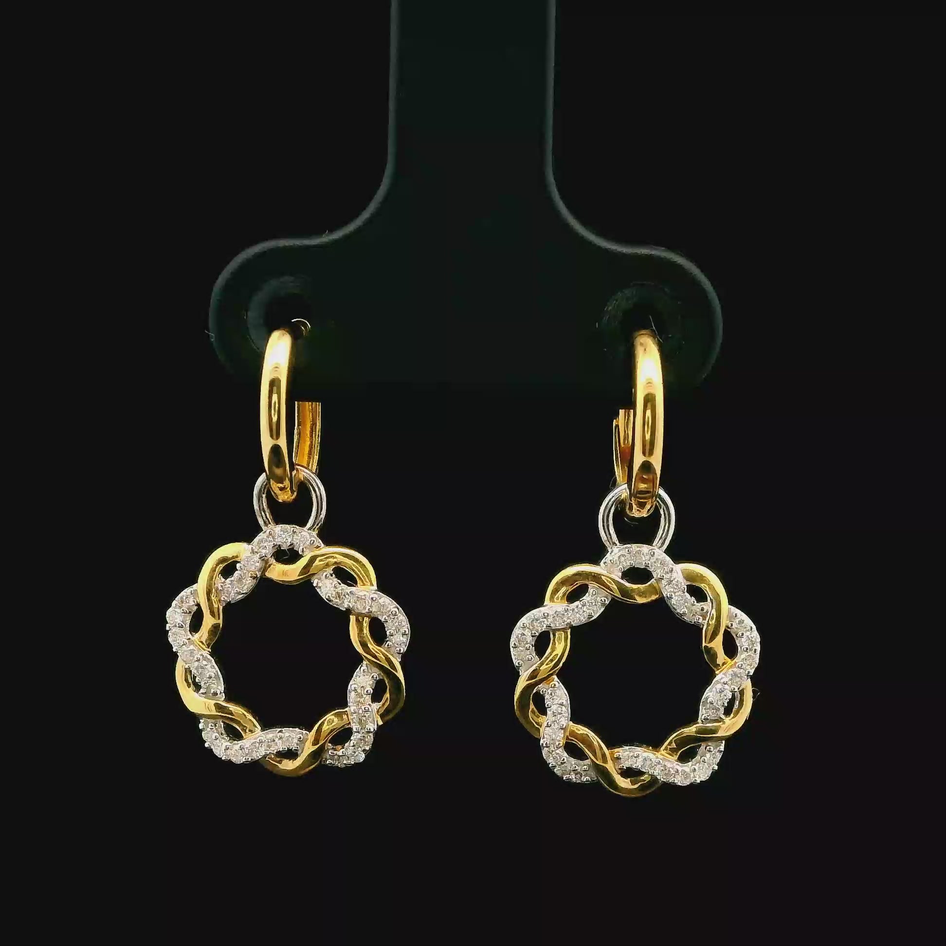 14K Twisted Dia Earrings