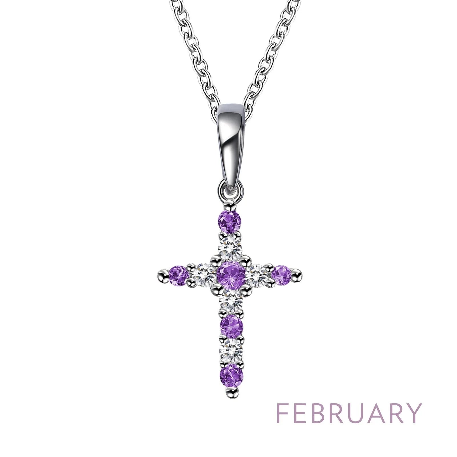 Lafonn Amethyst Birthstone Cross Necklace