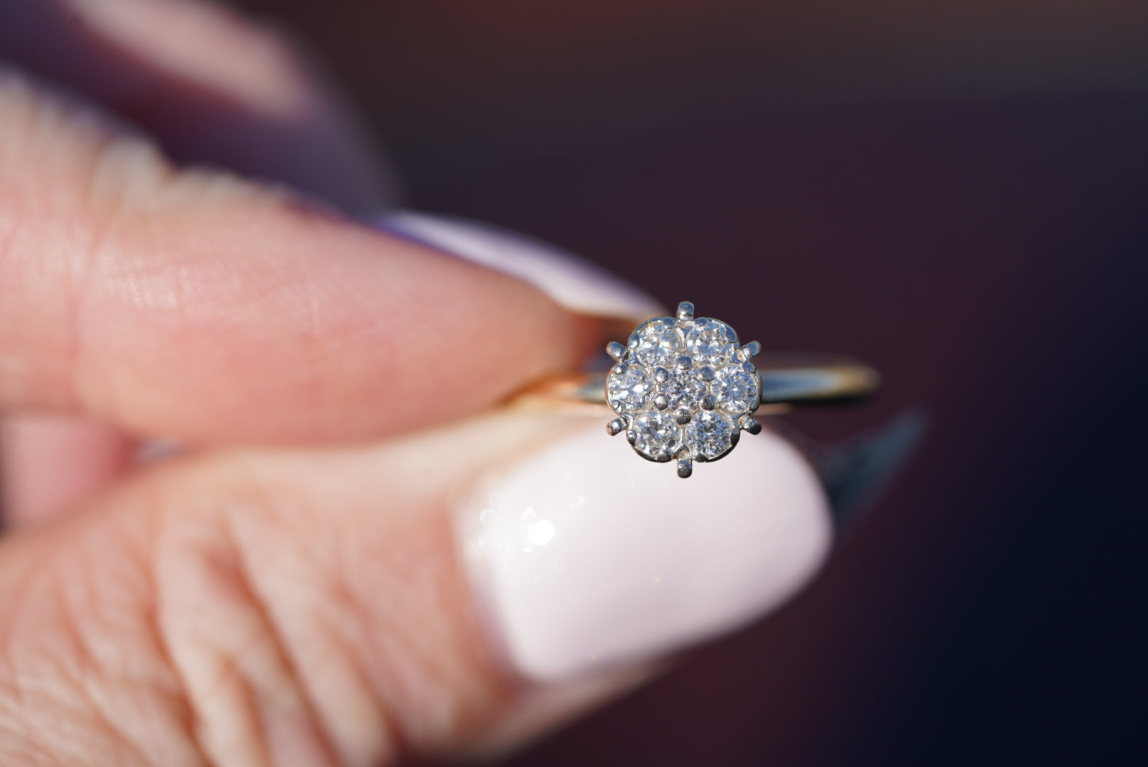 14K Flower Cluster Engagement Ring