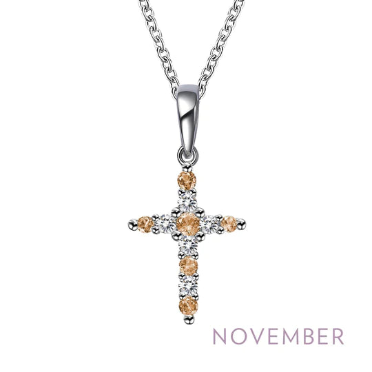 Lafonn Yellow Topaz Birthstone Cross Necklace