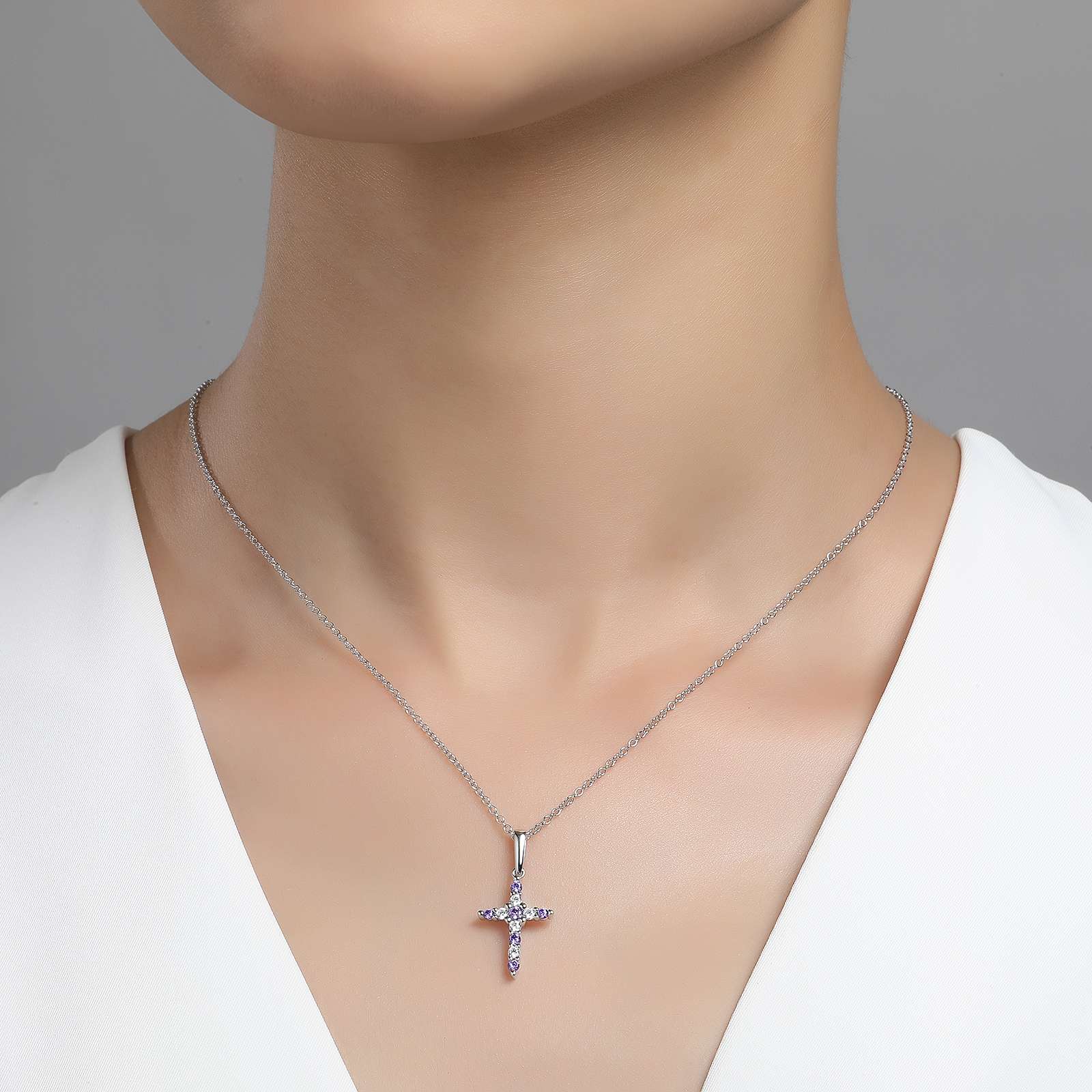 Lafonn Amethyst Birthstone Cross Necklace